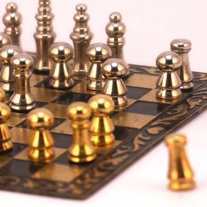 Teeny, tiny metal chess set...seriously tiny!